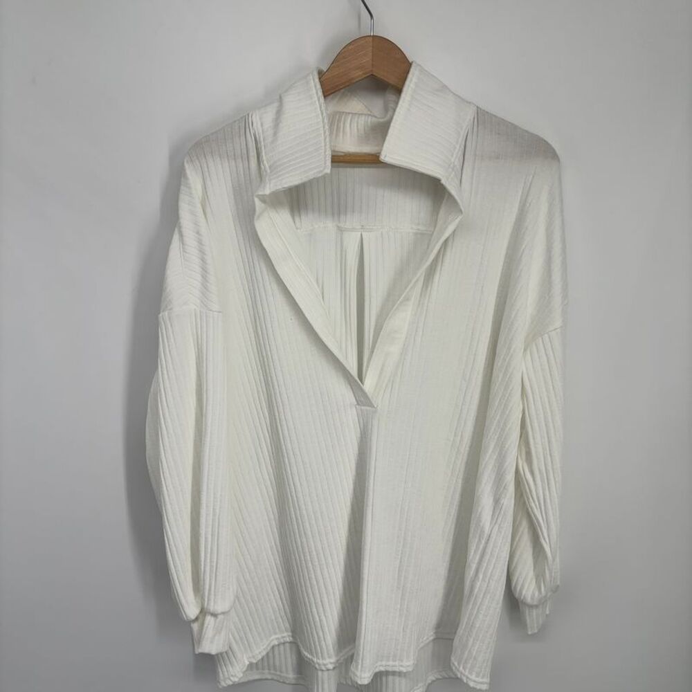 Joah Brown Deep V Collared Pullover Top